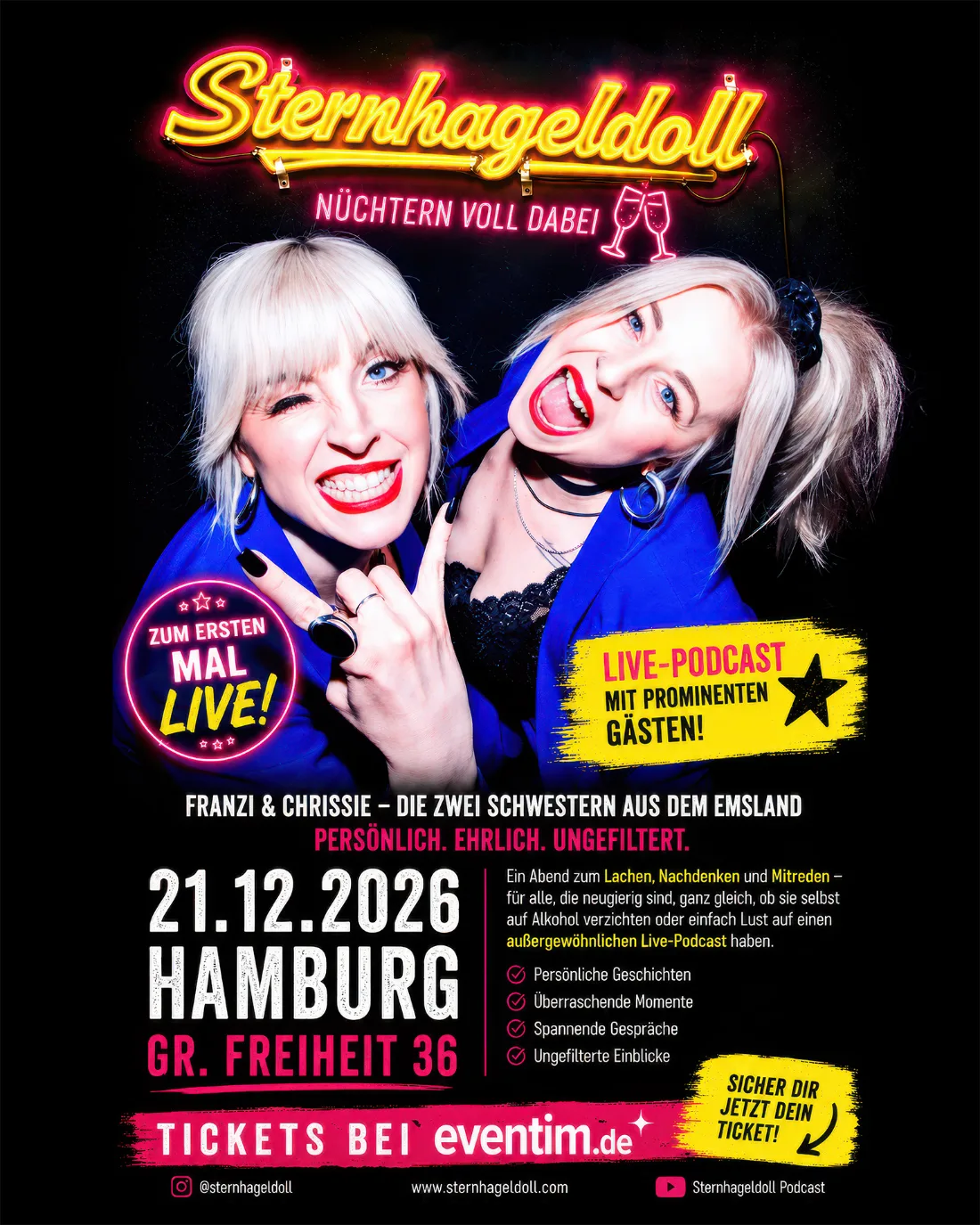 Plakat: Sternhageldoll Live-Podcast, 21.12.2026, Große Freiheit 36 Hamburg